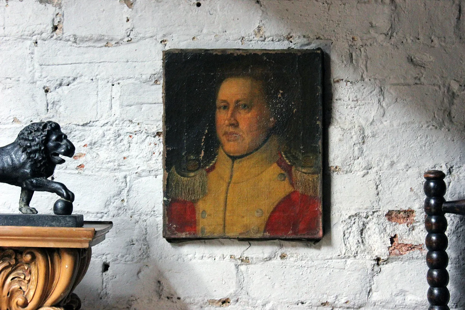 A Good Continental Provincial School Oil on Canvas Portrait of an Military Officer c.1800-1810