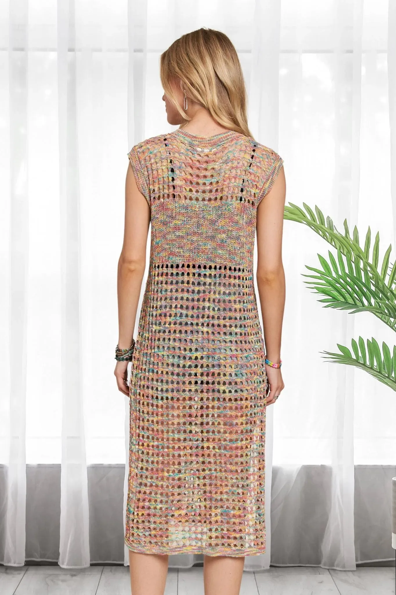 ADORA Multi Color Crochet Tunic Top