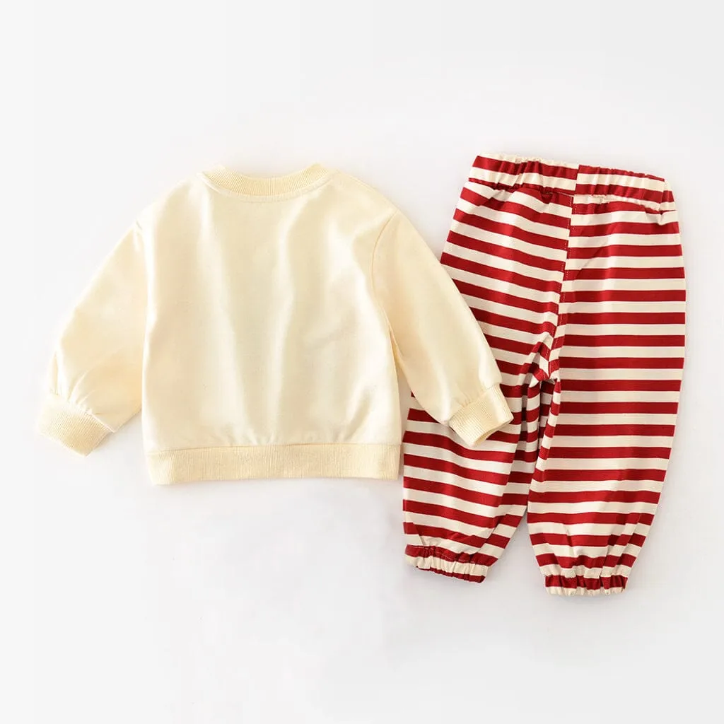 Adorable Ladybug Striped Sweatshirt Set