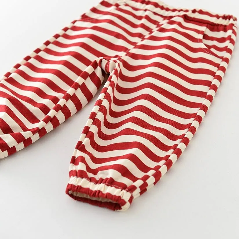 Adorable Ladybug Striped Sweatshirt Set