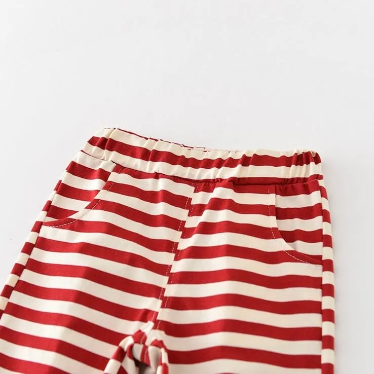 Adorable Ladybug Striped Sweatshirt Set