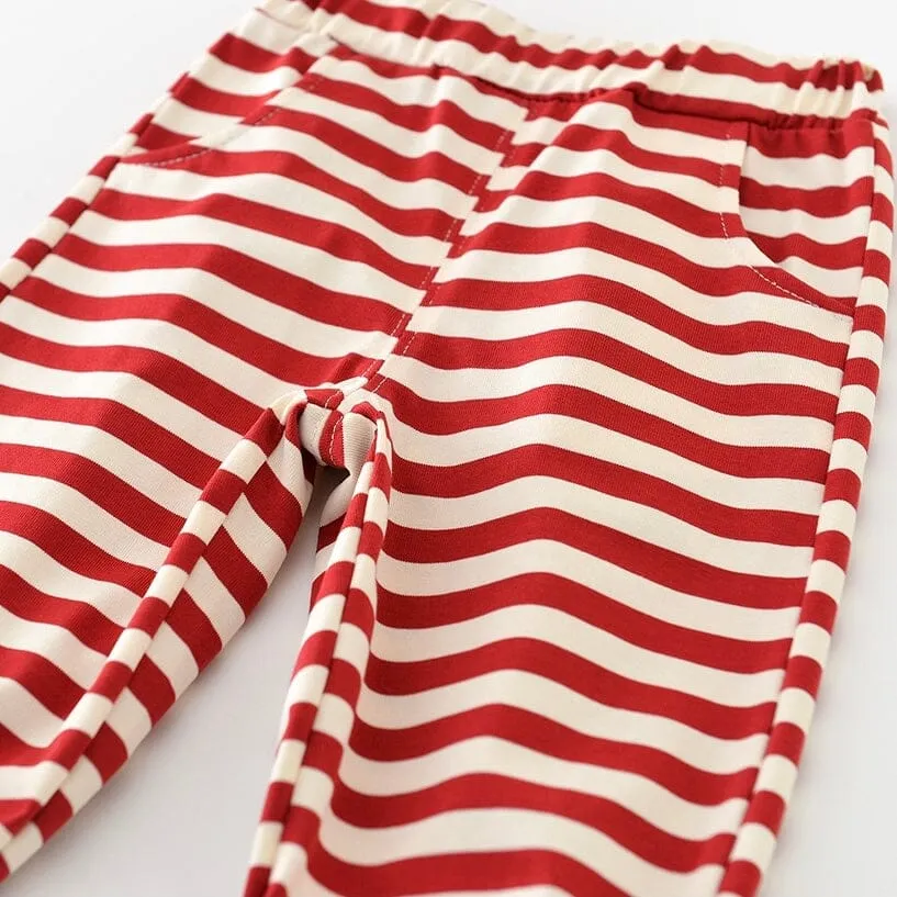 Adorable Ladybug Striped Sweatshirt Set