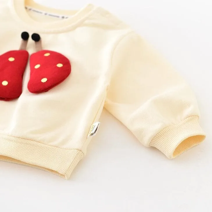 Adorable Ladybug Striped Sweatshirt Set