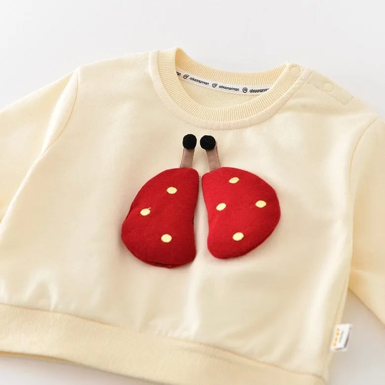 Adorable Ladybug Striped Sweatshirt Set