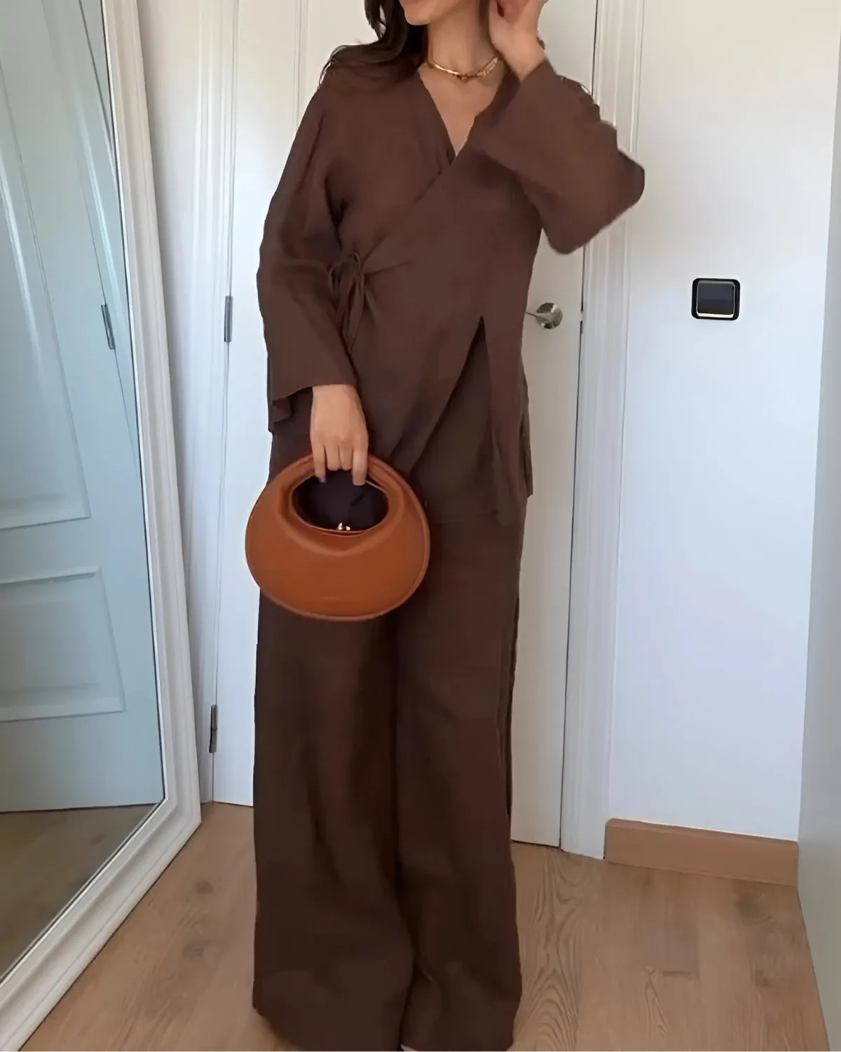 Adriana | Wrap Top & Wide Leg Pants Set