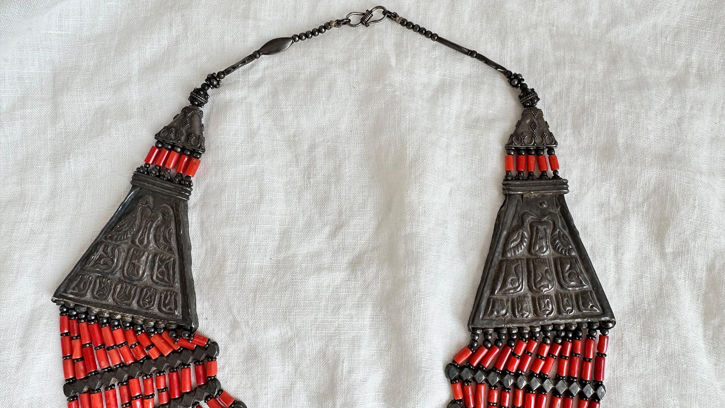 Antique Coral Necklace. Multi Strand. 1024