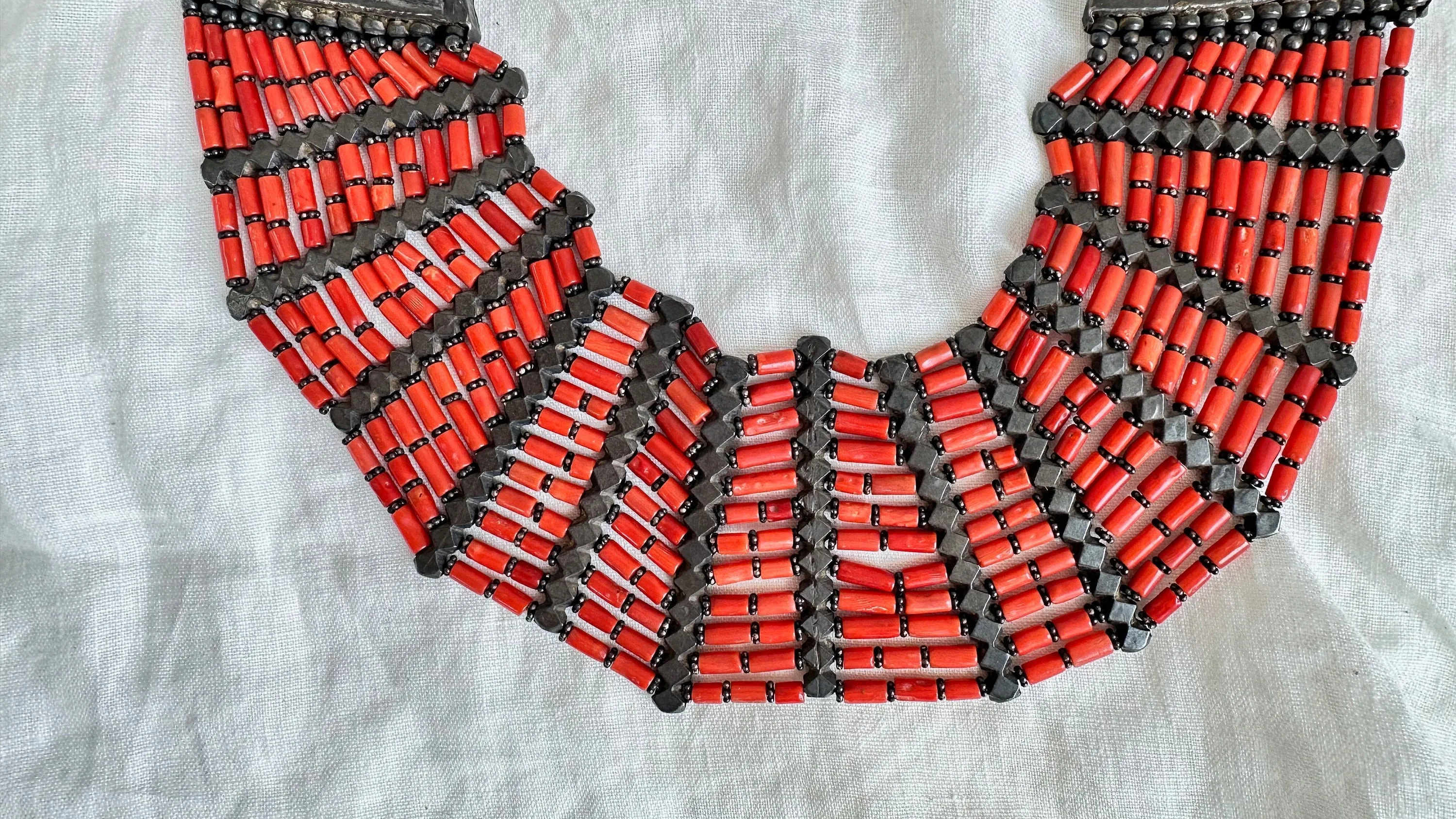 Antique Coral Necklace. Multi Strand. 1024