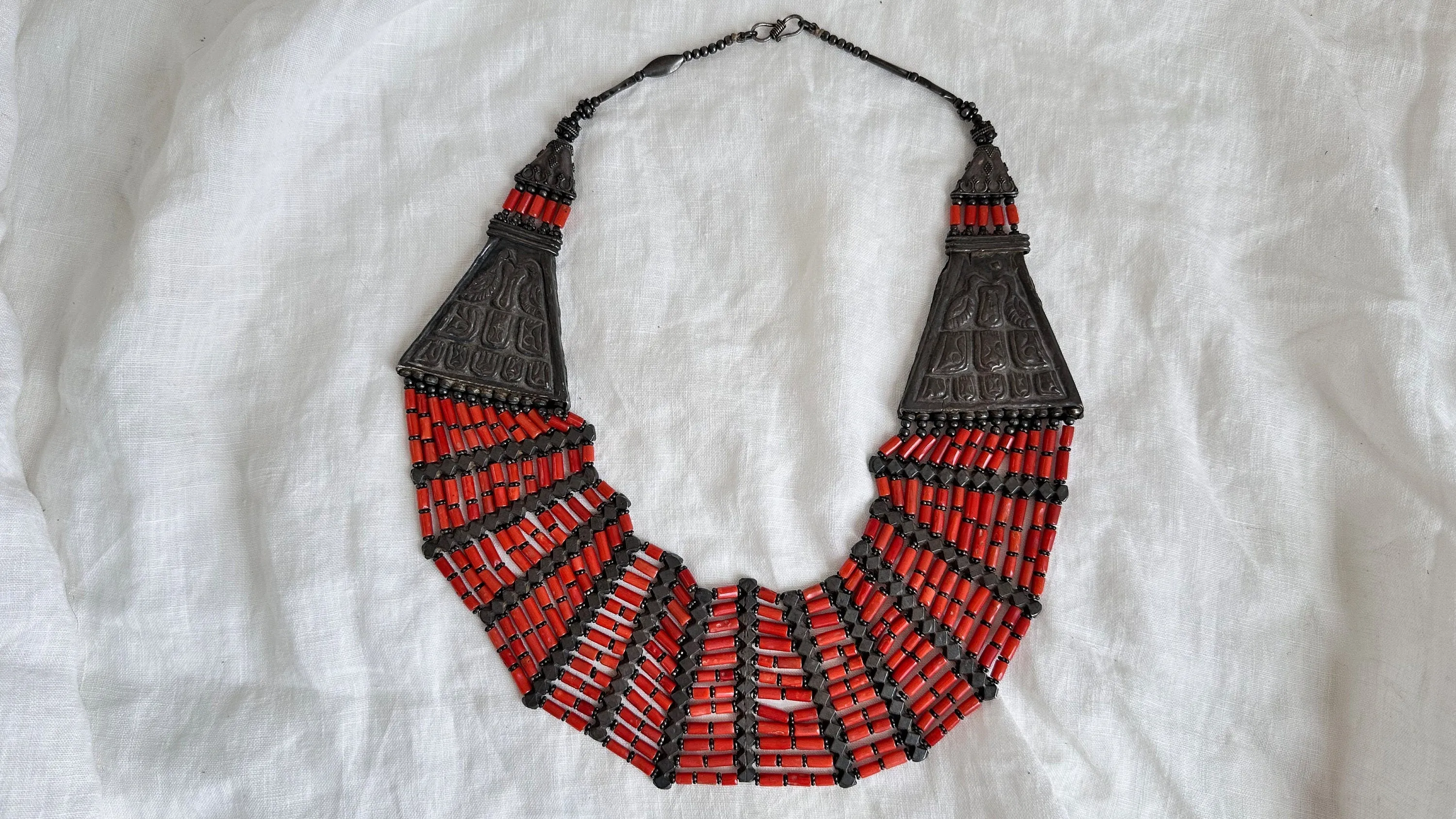 Antique Coral Necklace. Multi Strand. 1024