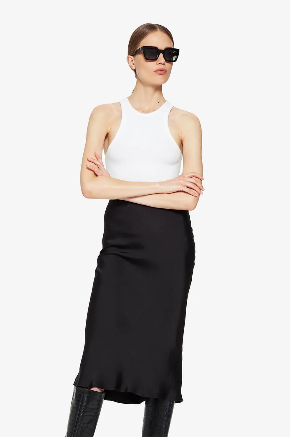 Bar Silk Skirt Black