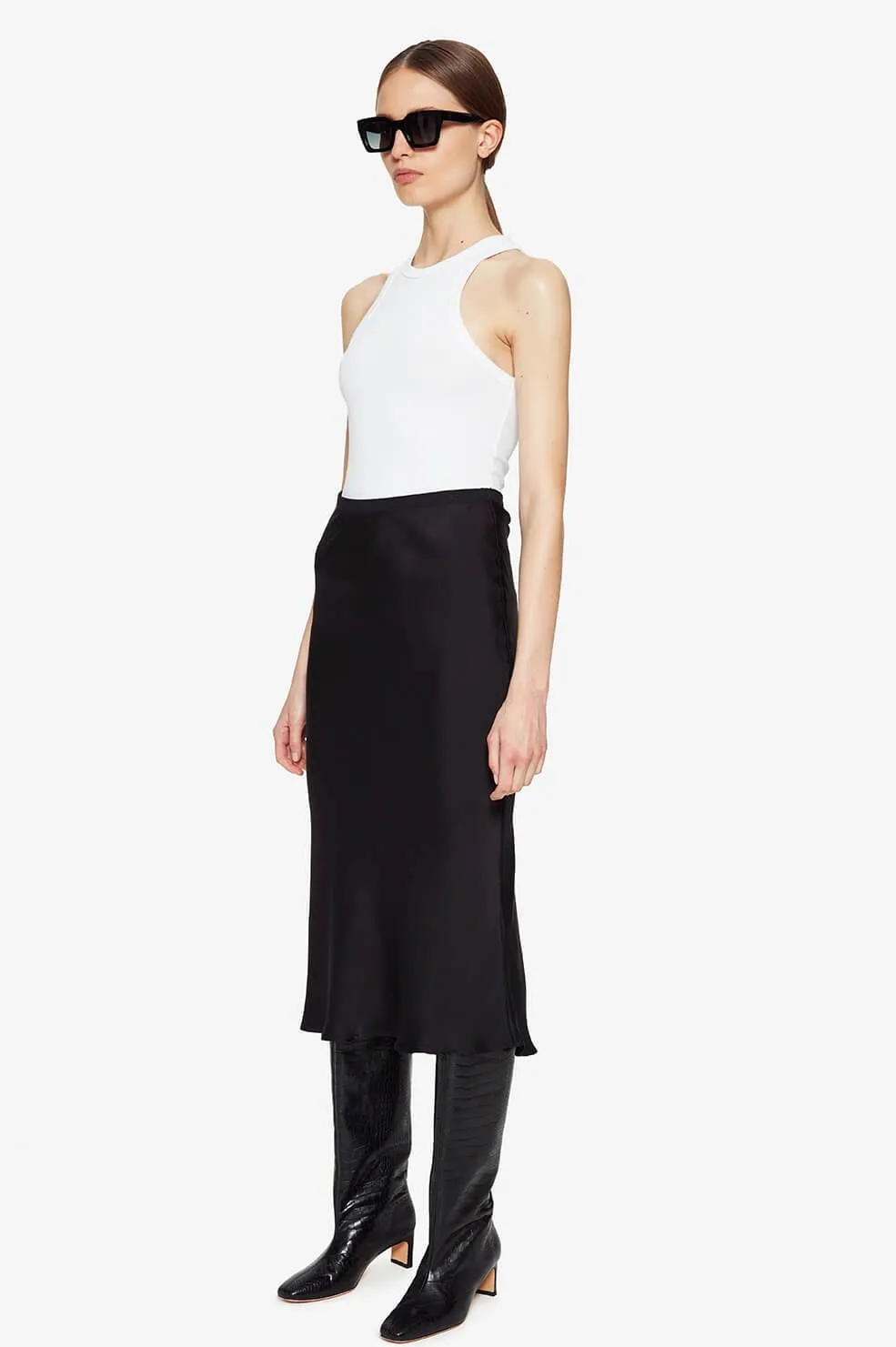 Bar Silk Skirt Black