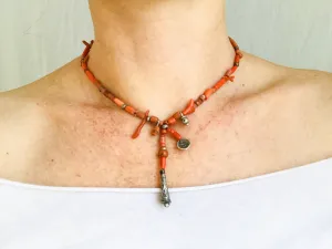 Berber Silver and Coral Necklace. Tiznit, Morocco