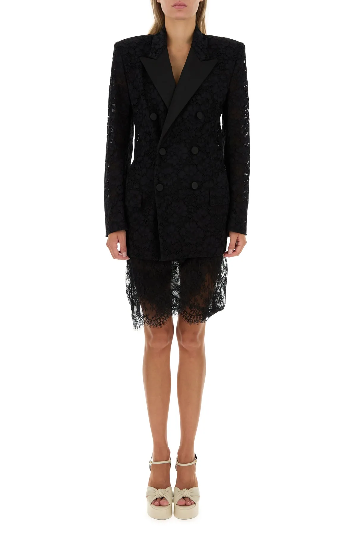 Black guipure lace blazer