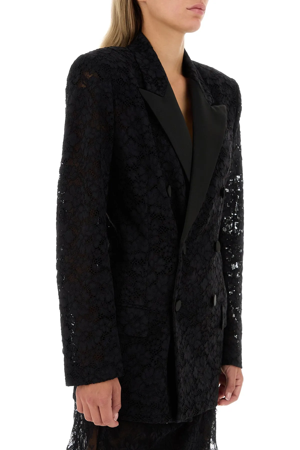 Black guipure lace blazer