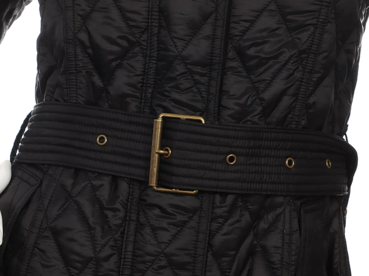 Burberry Black Quilted Belted Coat