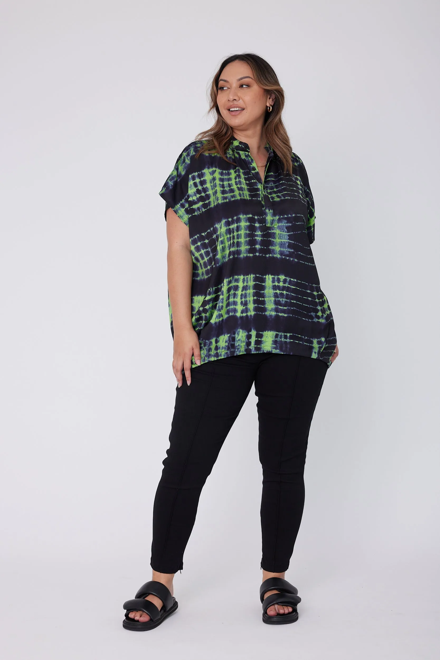 CHICAGO Blouse Navy & Green