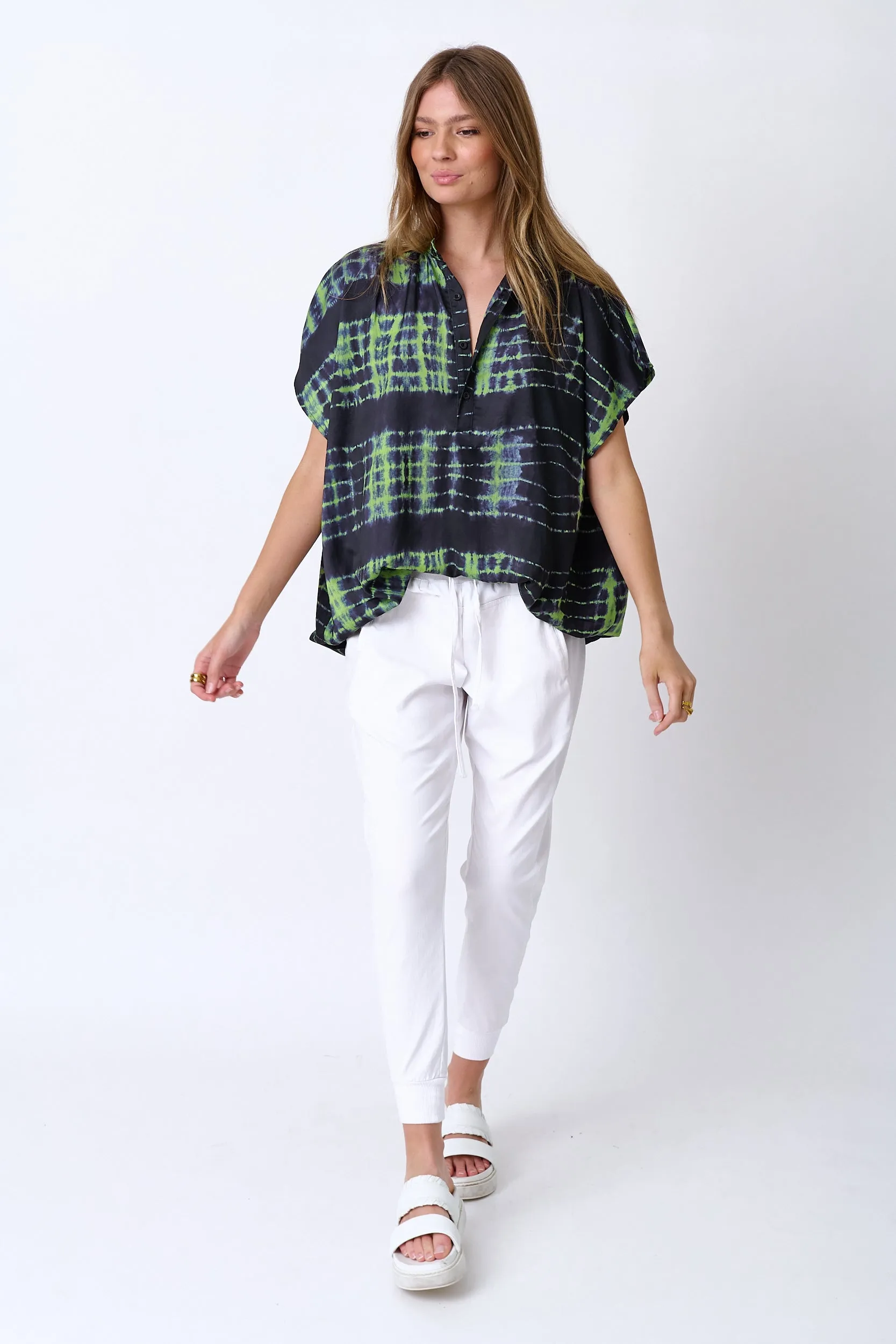 CHICAGO Blouse Navy & Green