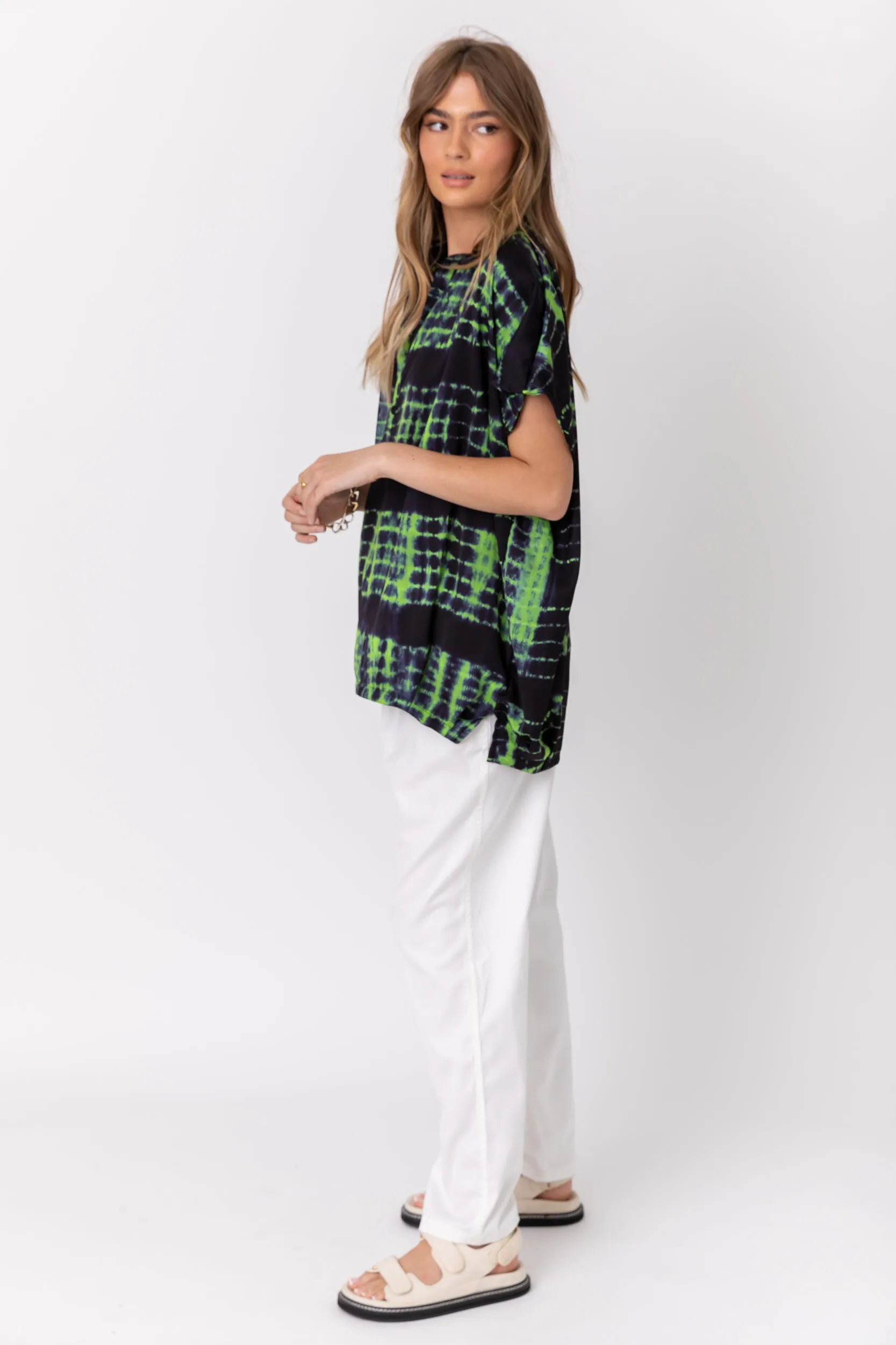 CHICAGO Blouse Navy & Green