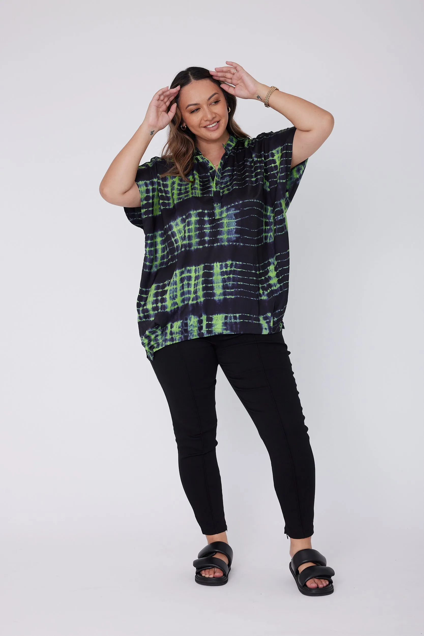 CHICAGO Blouse Navy & Green
