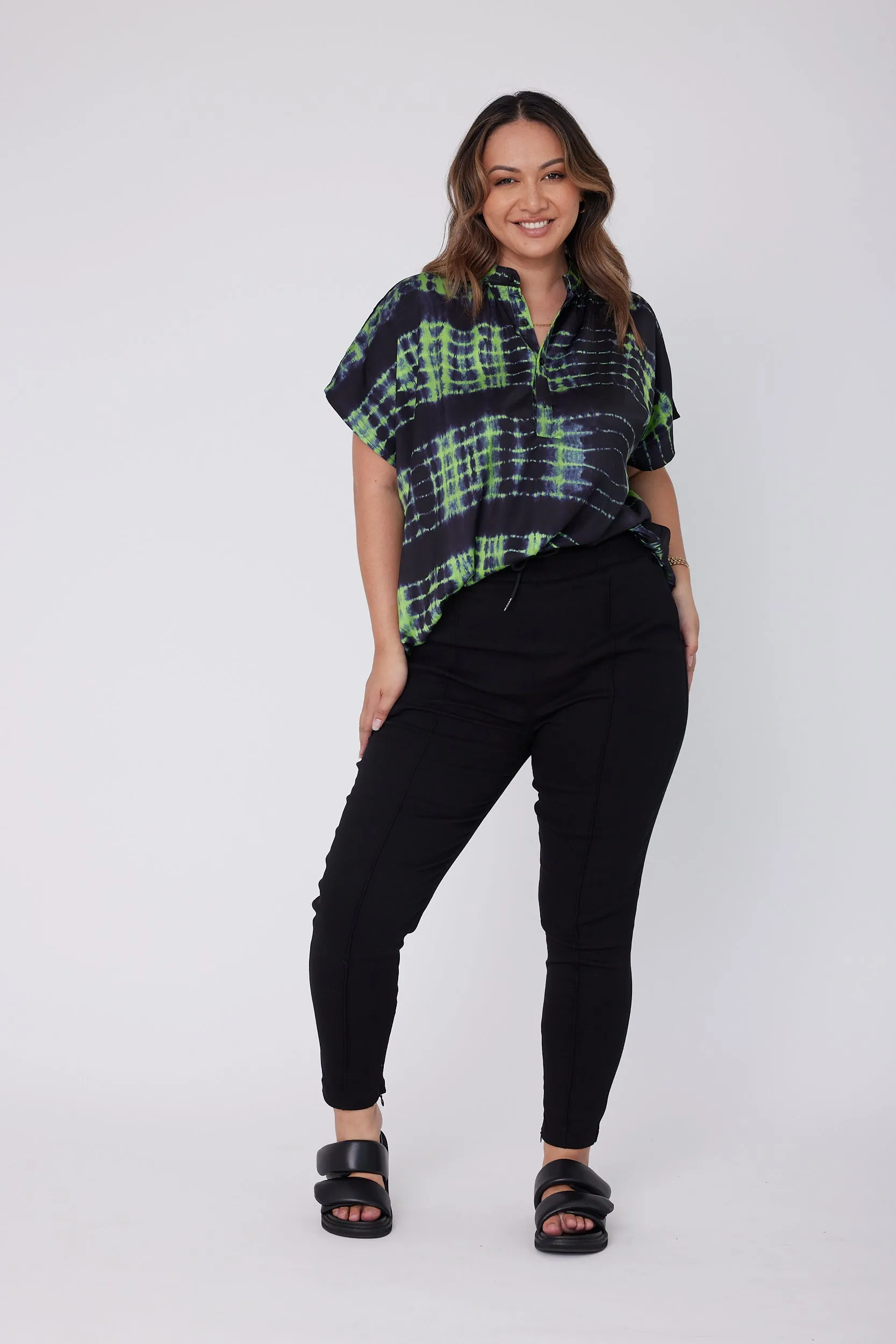CHICAGO Blouse Navy & Green