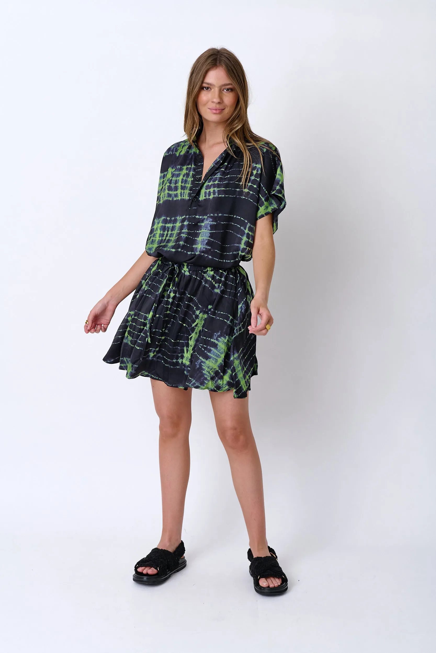 CHICAGO Blouse Navy & Green