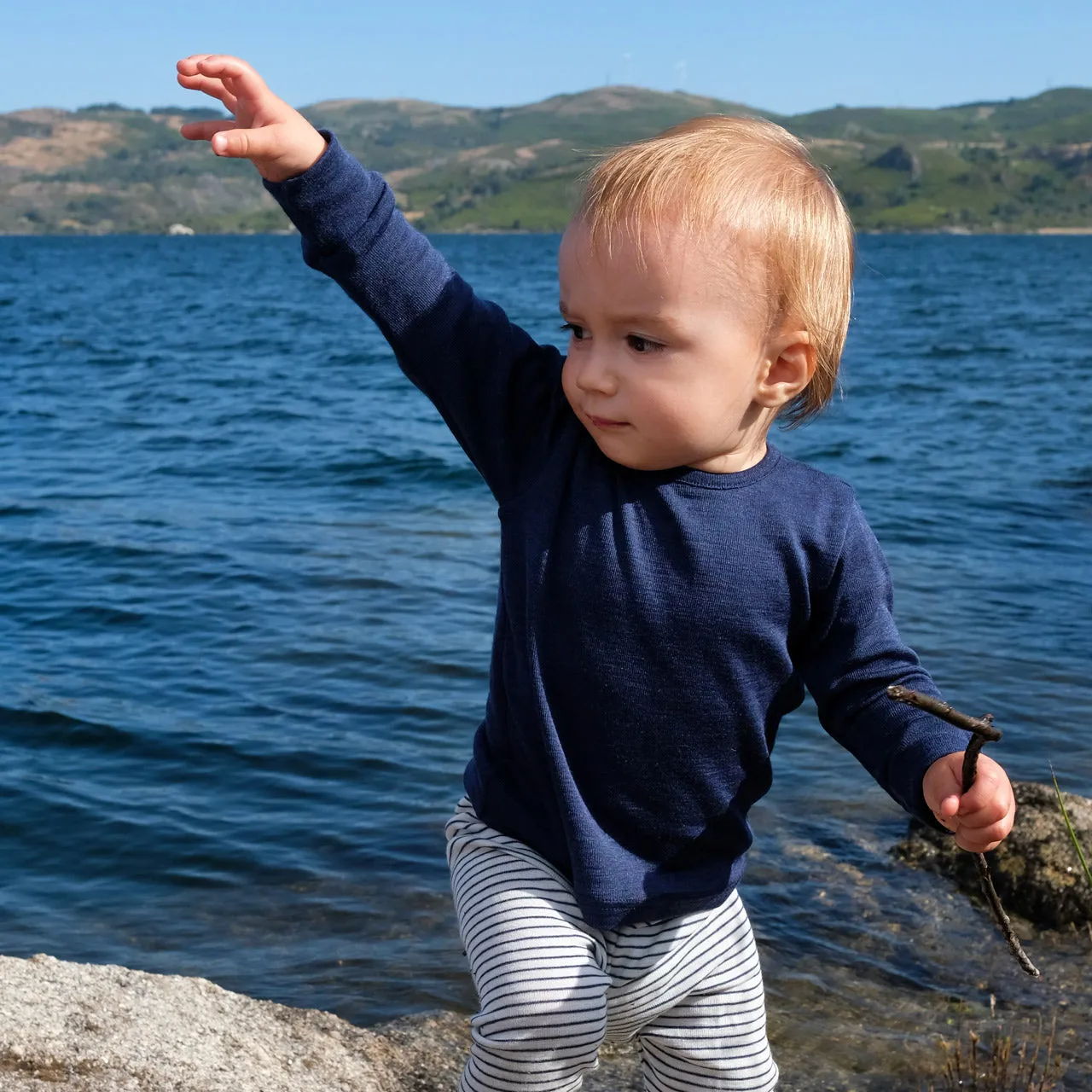 Child's Long Sleeve Top in Organic Wool/Silk (1-14y)