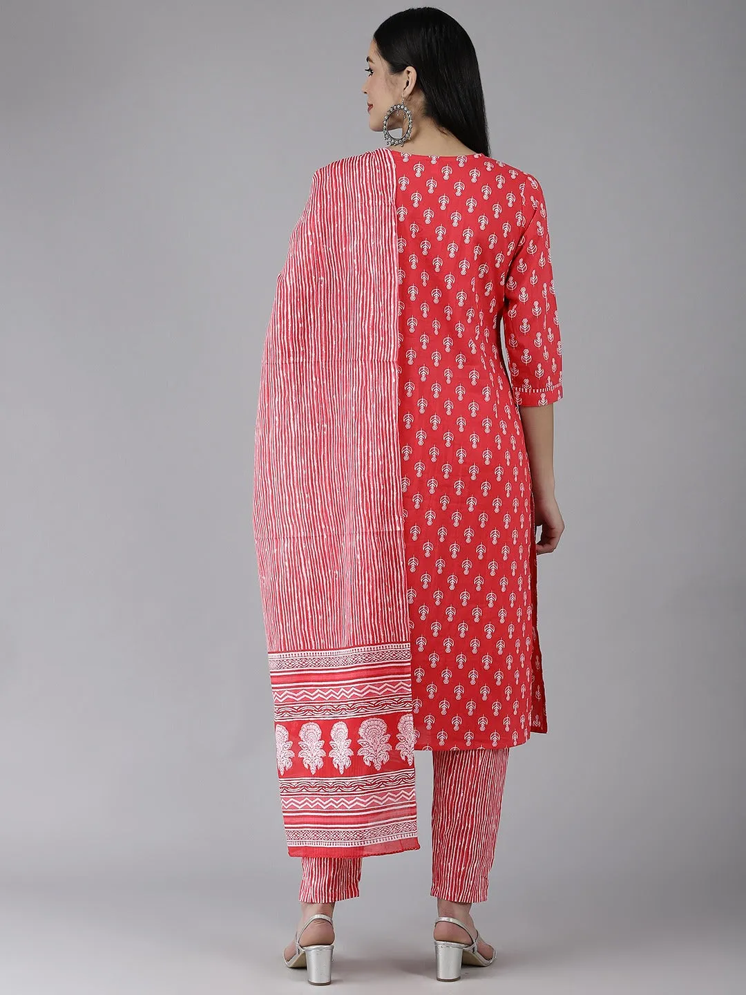 Coral Pink Dupatta Set