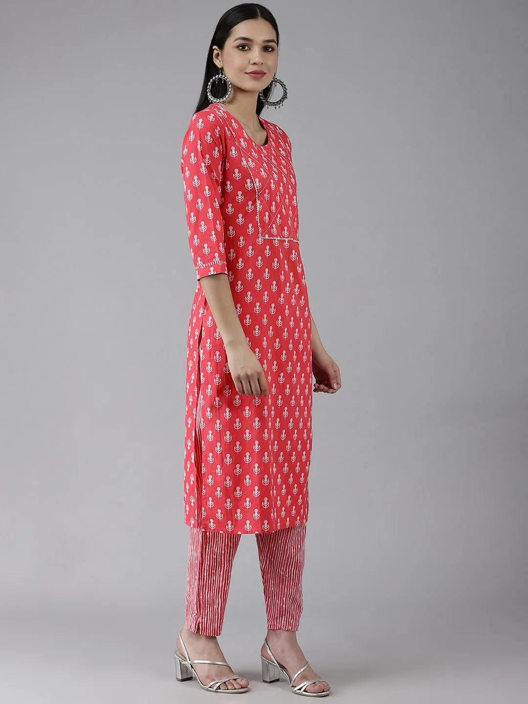 Coral Pink Dupatta Set
