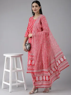 Coral Pink Dupatta Set
