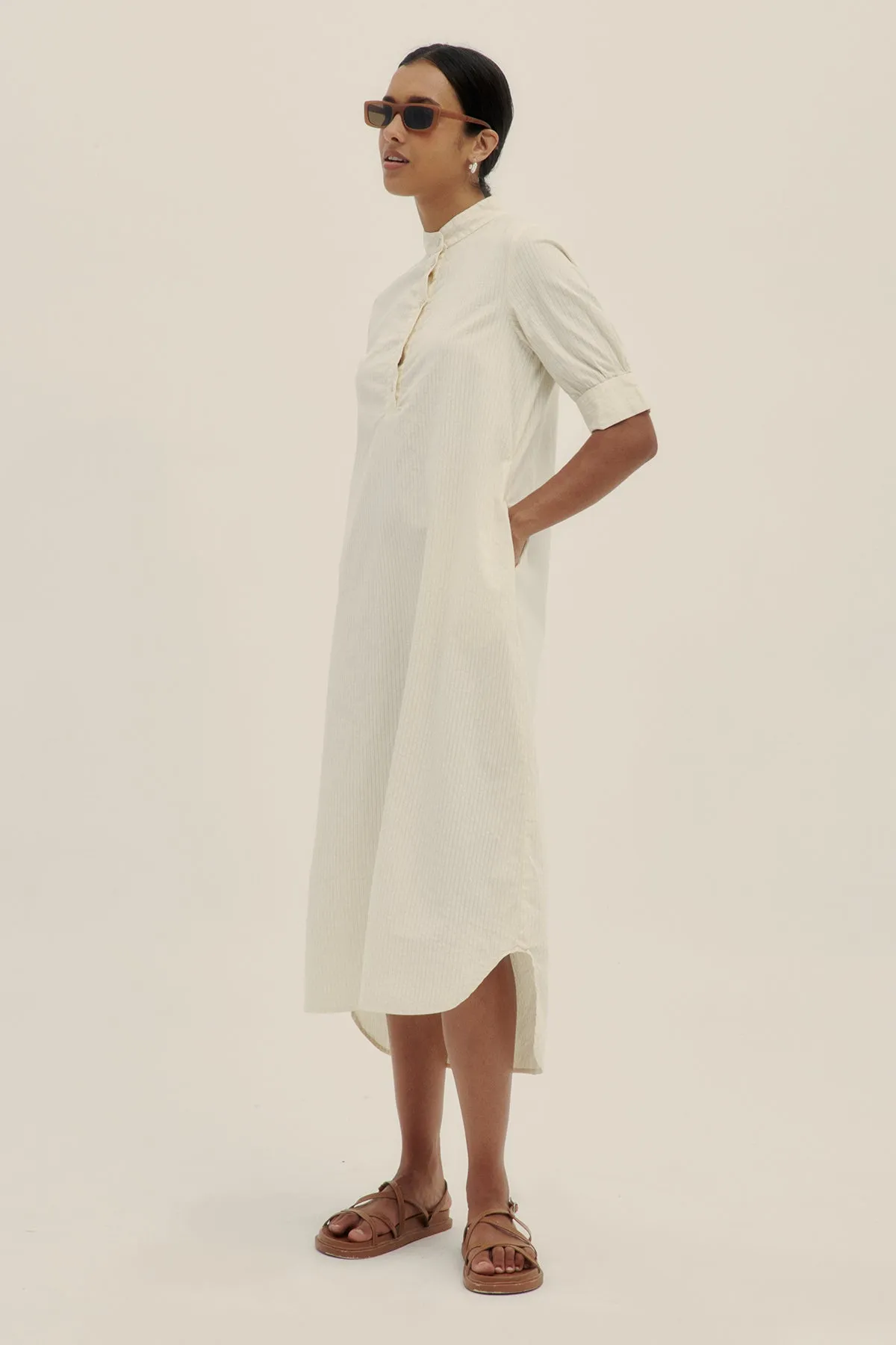 Cotton Poplin Mica Tunic Dress Safari