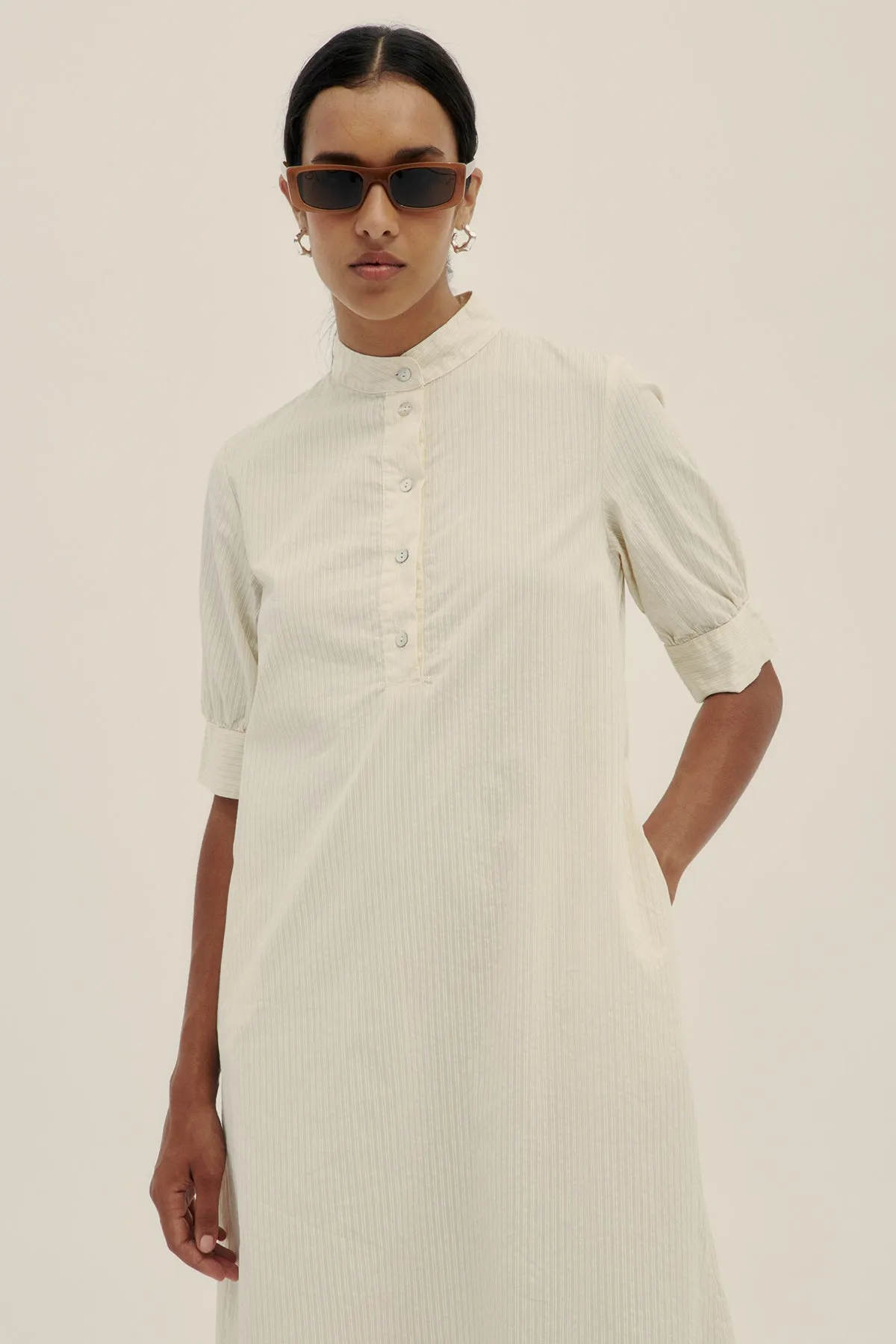Cotton Poplin Mica Tunic Dress Safari
