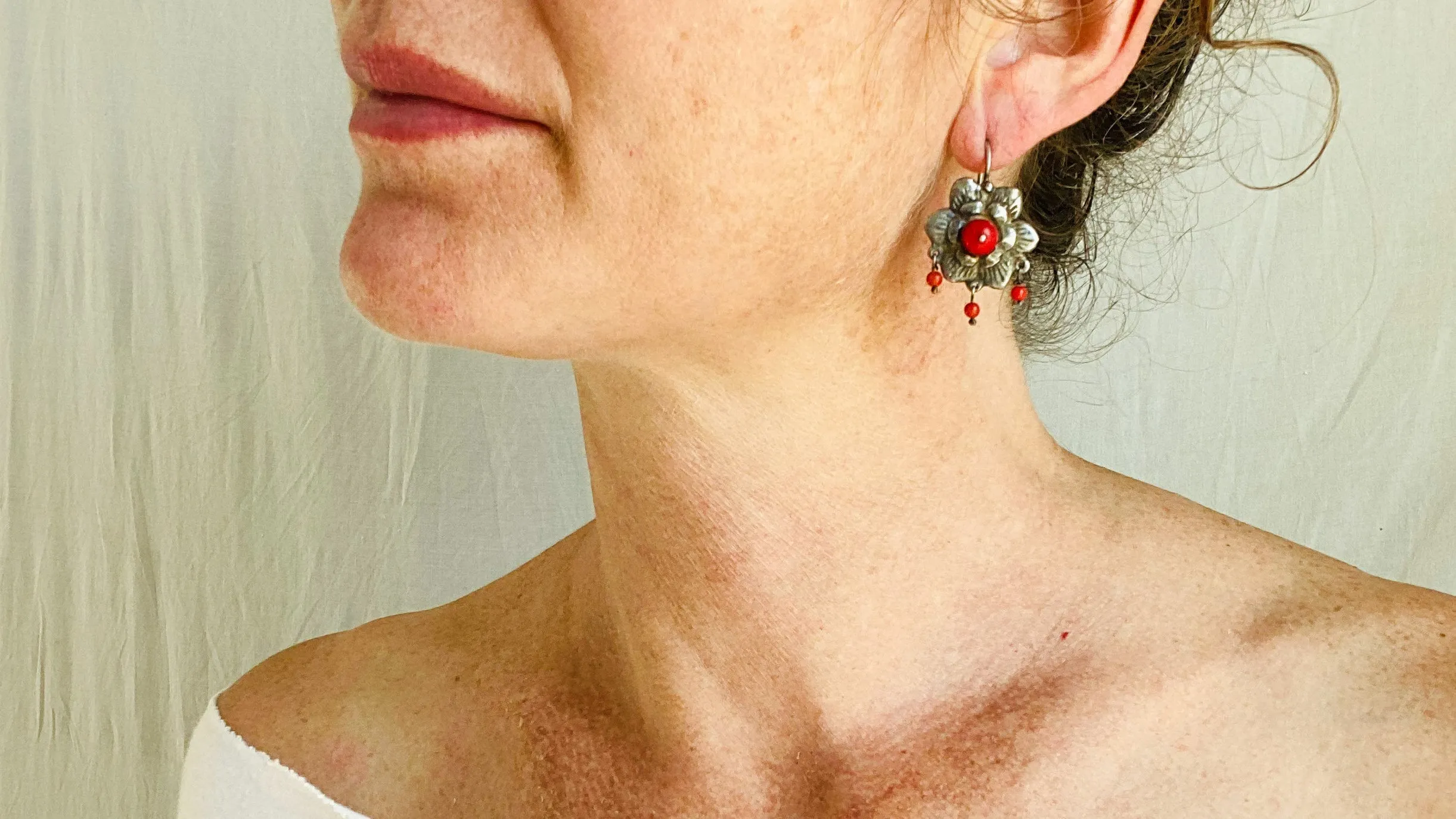 FlowerHand Cast. Sterling Silver & Coral. Mexico. Frida Kahlo