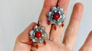 FlowerHand Cast. Sterling Silver & Coral. Mexico. Frida Kahlo