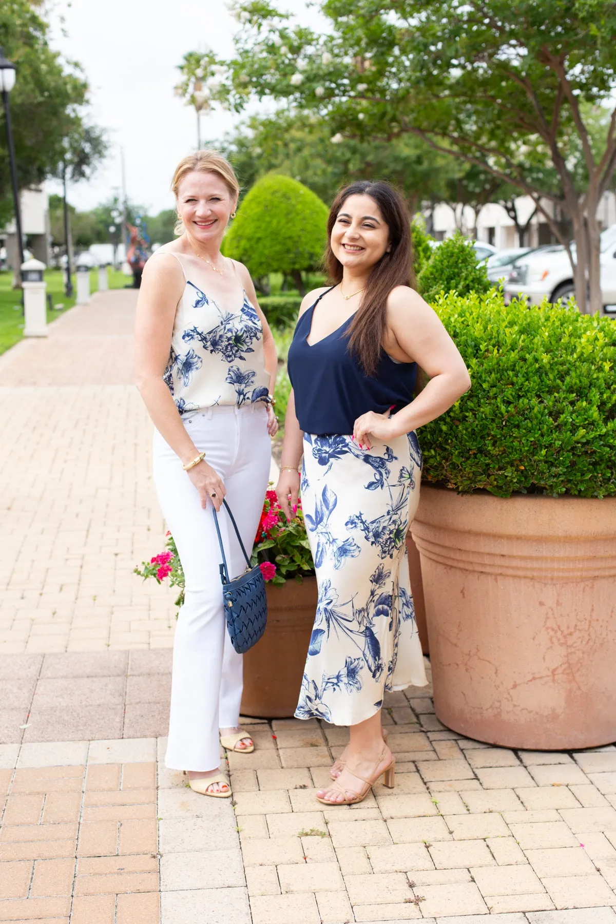 Garden Floral Print Silky Midi Skirt