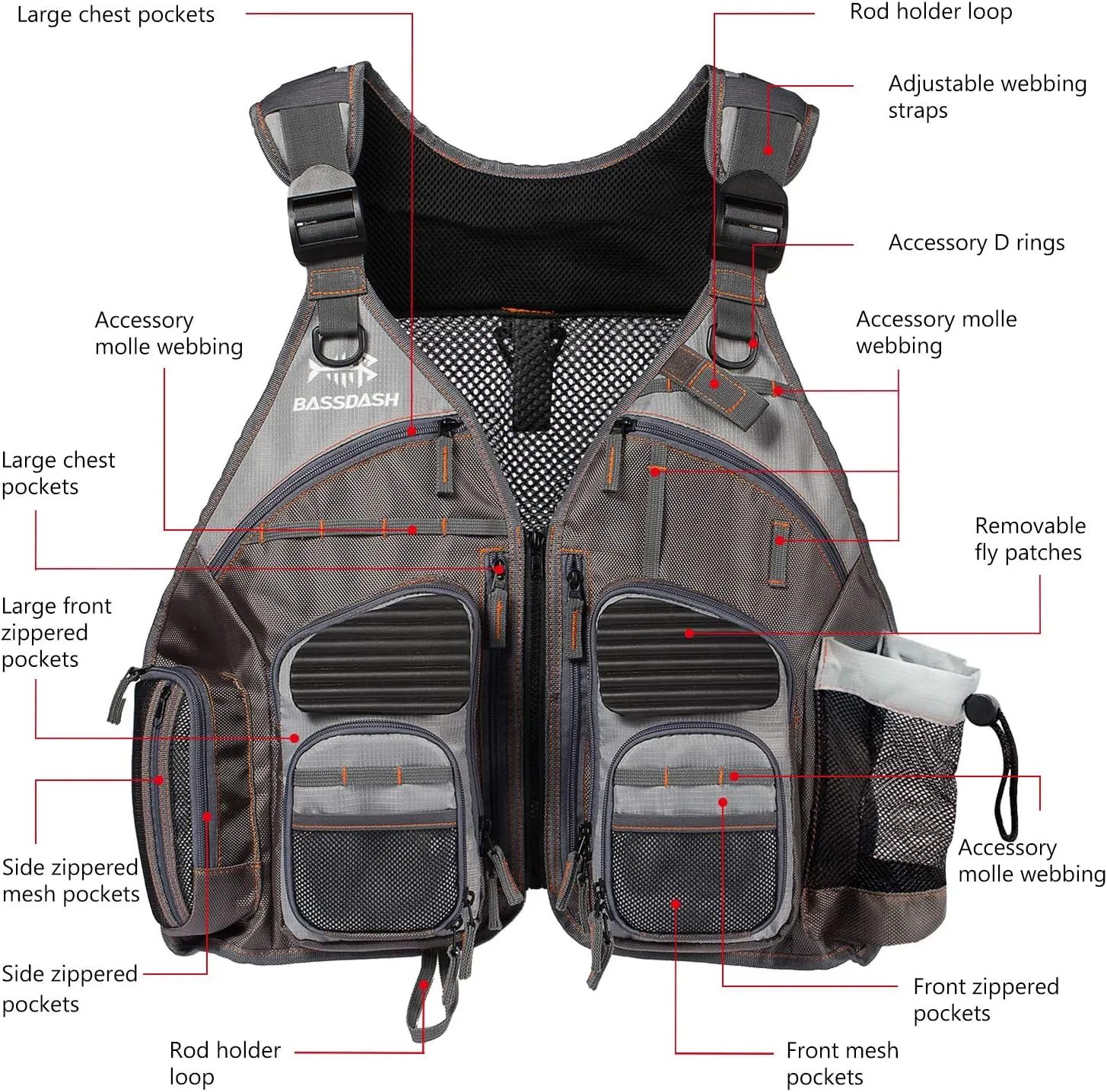 Gilet de pche  sangle rglable - Fitnessterapy