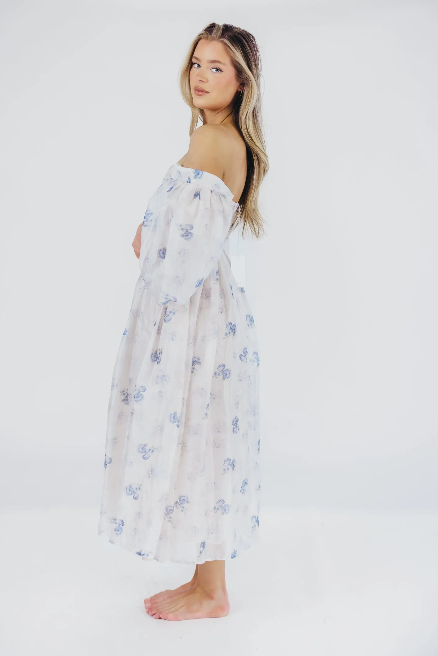 Harlow Maxi Dress in Muted Blue Floral - Bump Friendly & Inclusive Sizing (S-3XL)