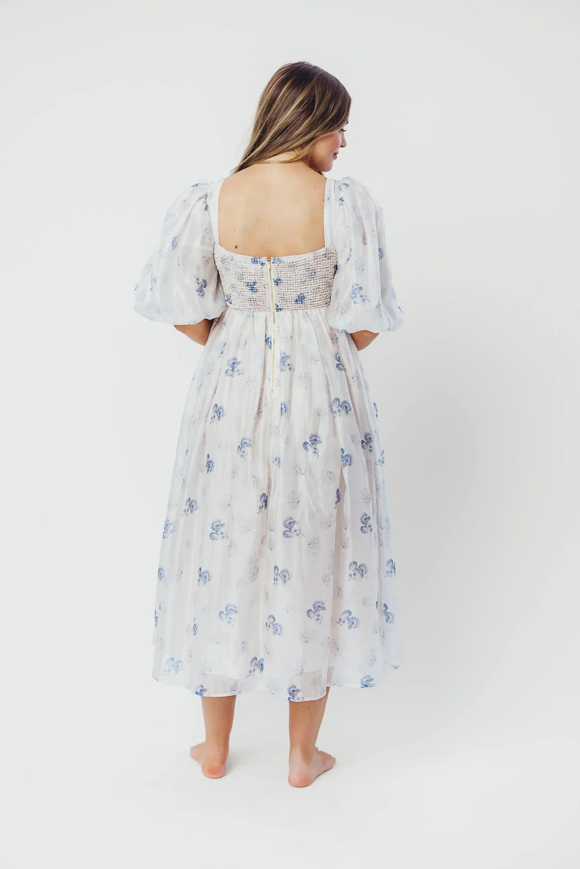 Harlow Maxi Dress in Muted Blue Floral - Bump Friendly & Inclusive Sizing (S-3XL)