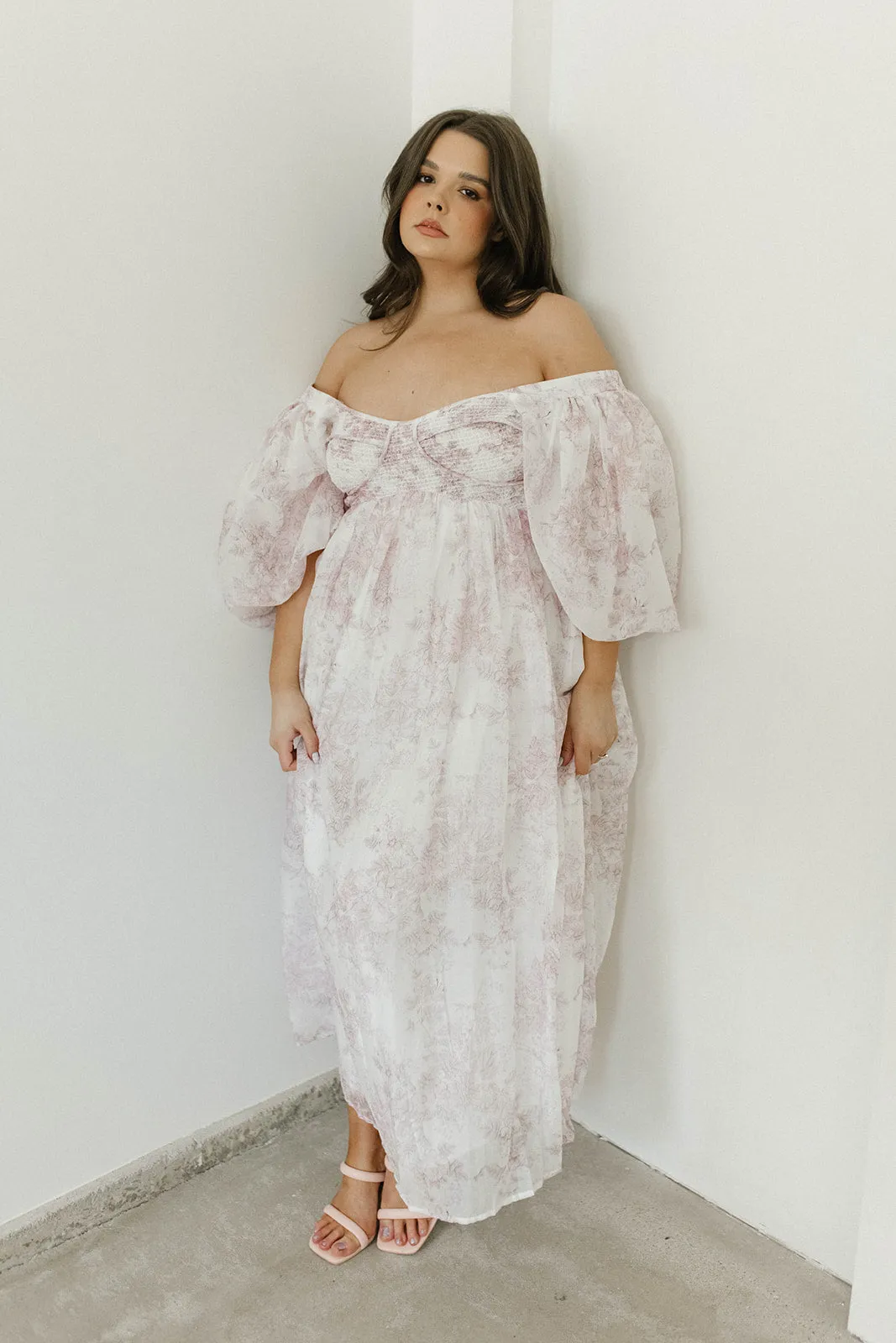 Harlow Midi Dress in Light Pink Floral - Bump Friendly & Inclusive Sizing (S-3XL)