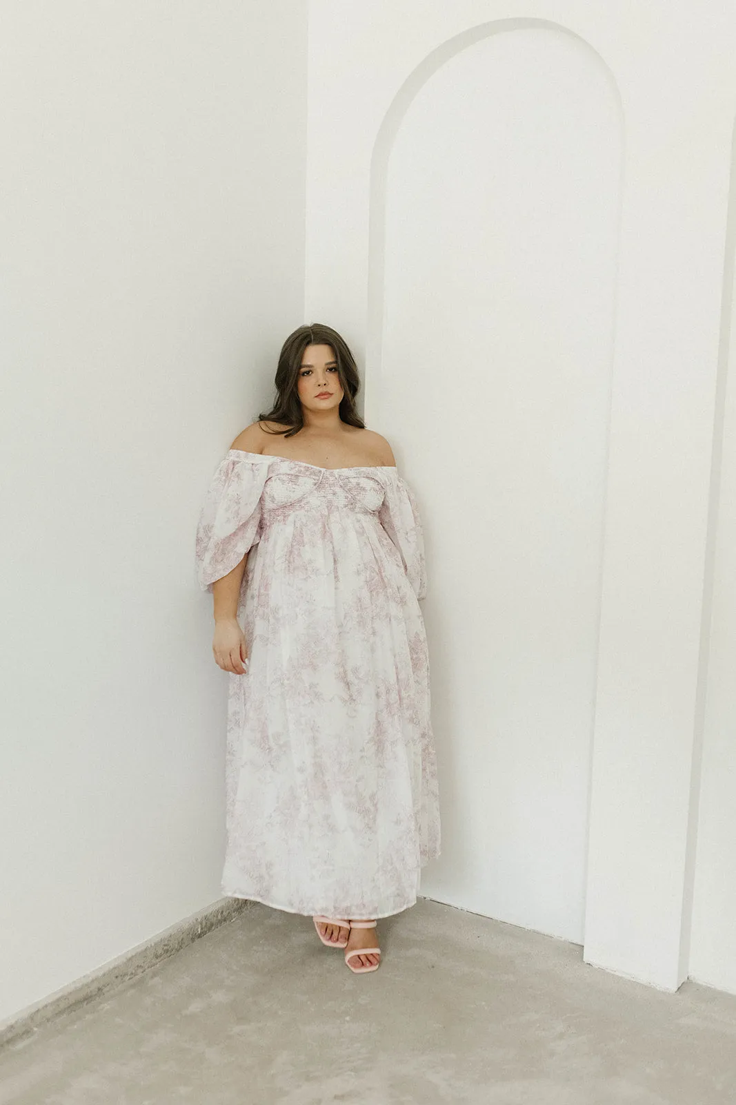 Harlow Midi Dress in Light Pink Floral - Bump Friendly & Inclusive Sizing (S-3XL)