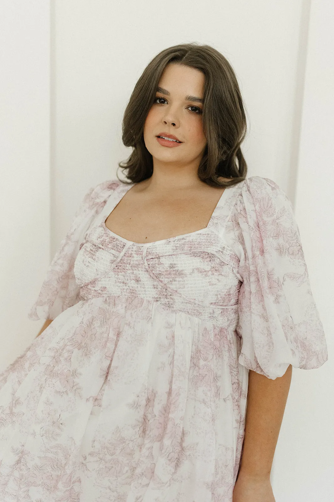 Harlow Midi Dress in Light Pink Floral - Bump Friendly & Inclusive Sizing (S-3XL)