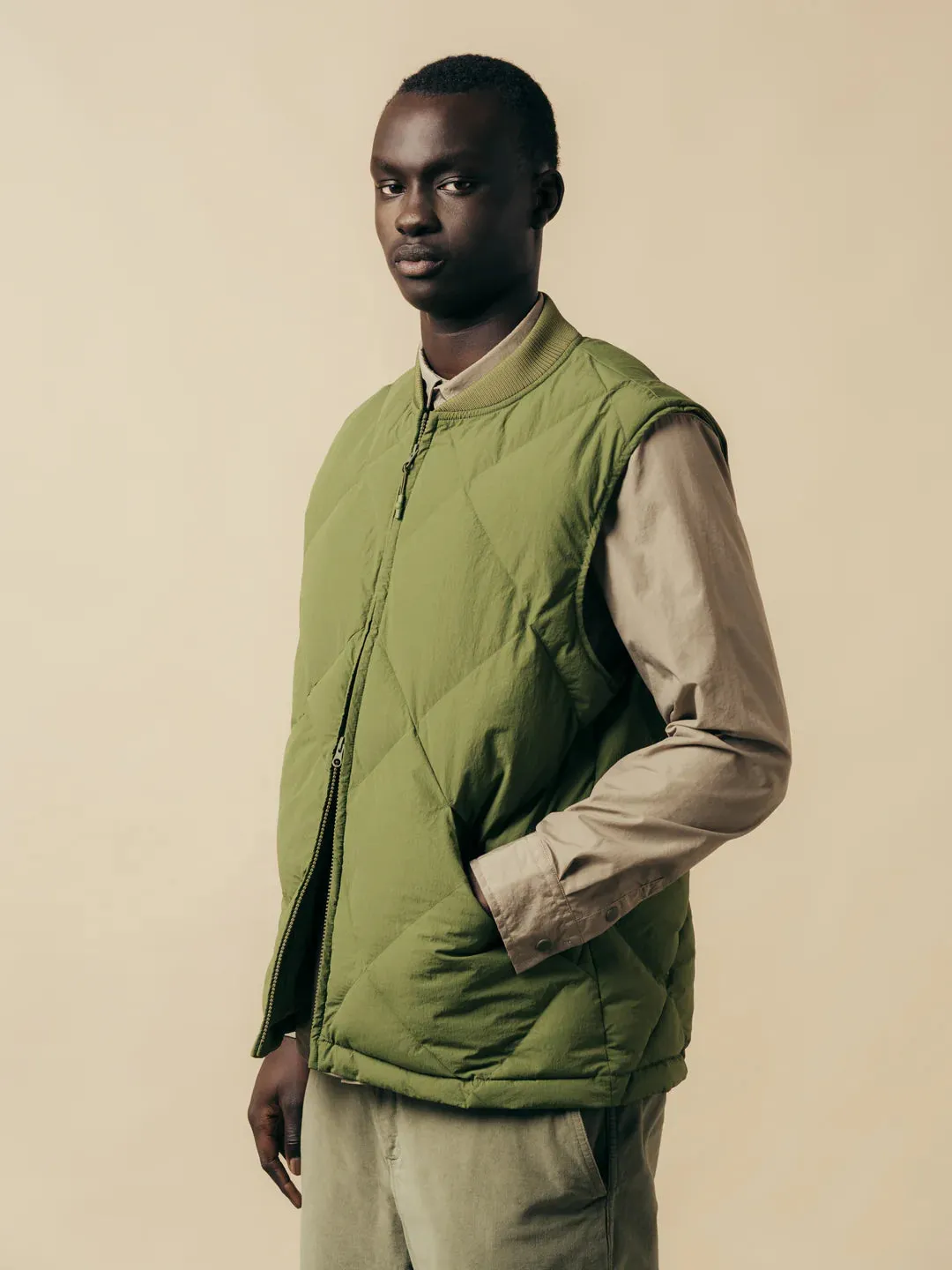 KESTIN Linton Padded Vest In Grass Green Recycled Nylon