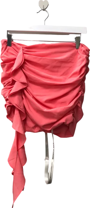 Mistress Rocks Pink Coral Gathered Mini Skirt UK M