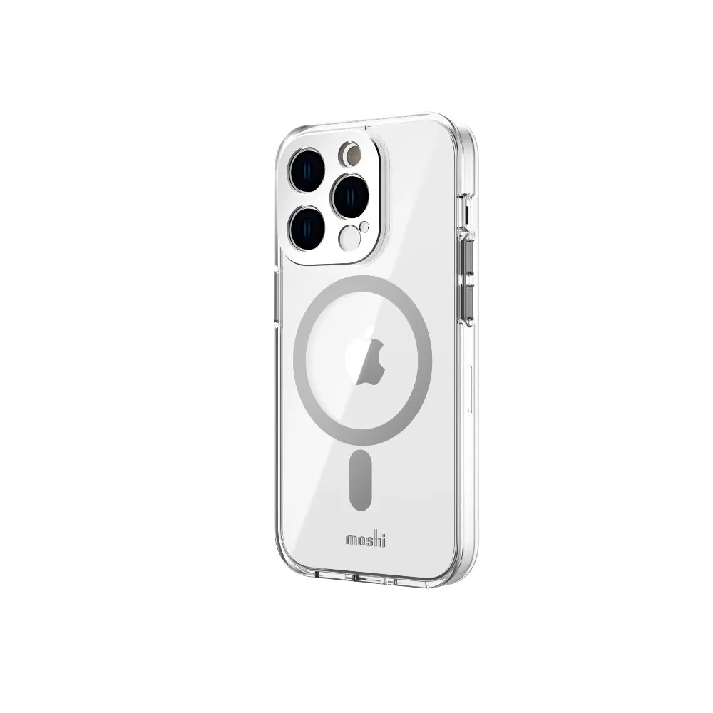 MOSHI iPhone 14 Pro - iGLAZE Case with MagSafe & Cam Cover - Silver
