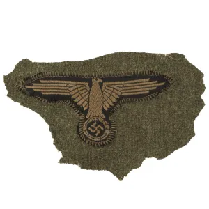 Original German WWII Waffen SS Bevo Embroidered Breast Eagle - Uniform Cut Off