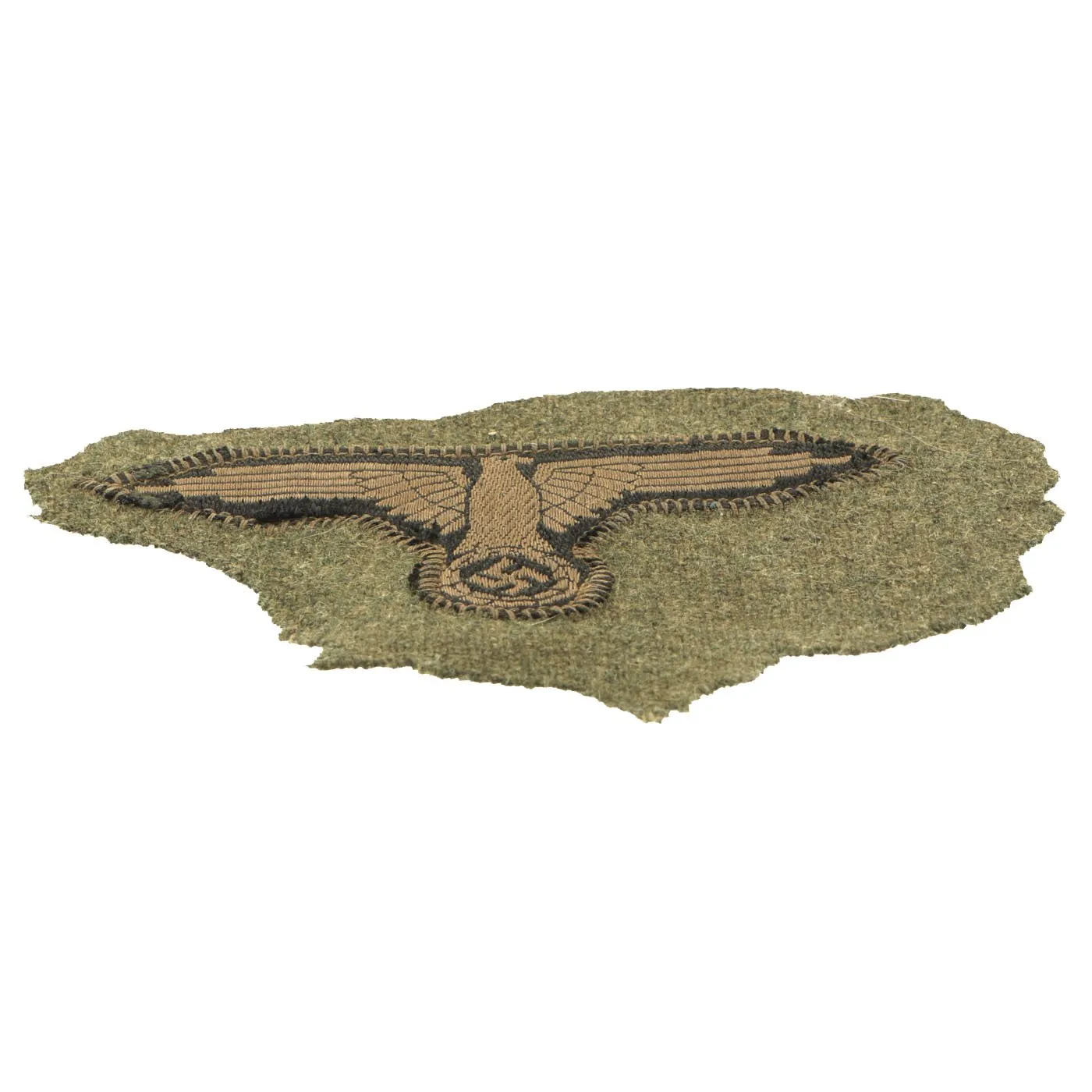 Original German WWII Waffen SS Bevo Embroidered Breast Eagle - Uniform Cut Off