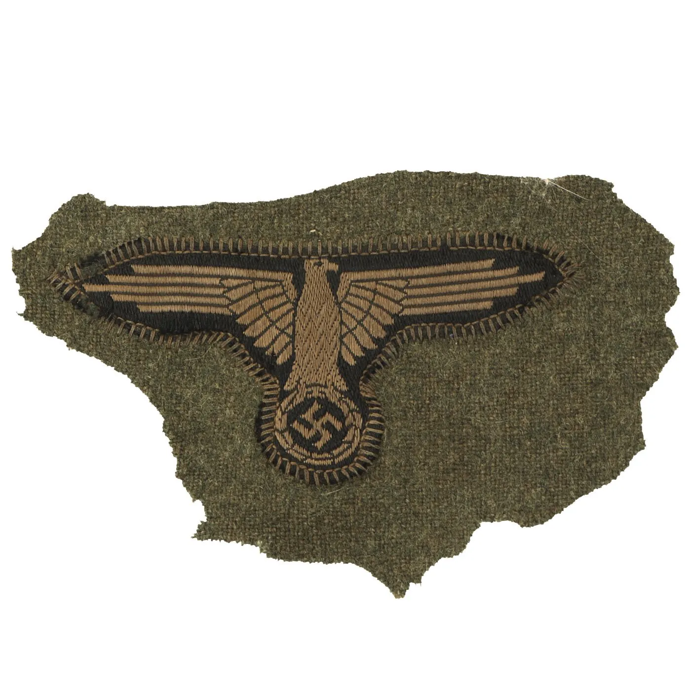 Original German WWII Waffen SS Bevo Embroidered Breast Eagle - Uniform Cut Off