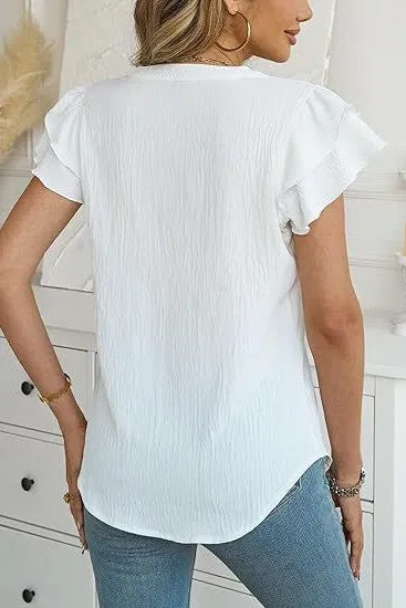 Perfect For Travel White Crinkle Top