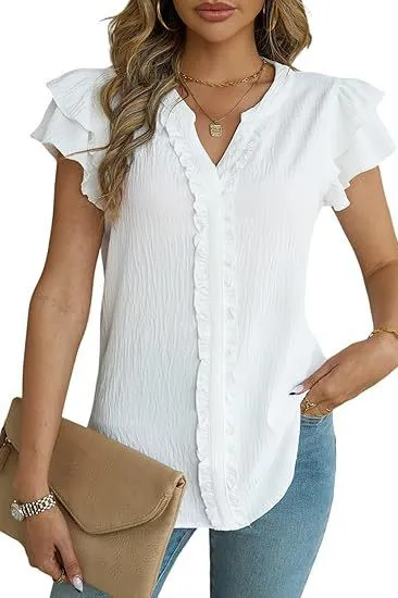 Perfect For Travel White Crinkle Top