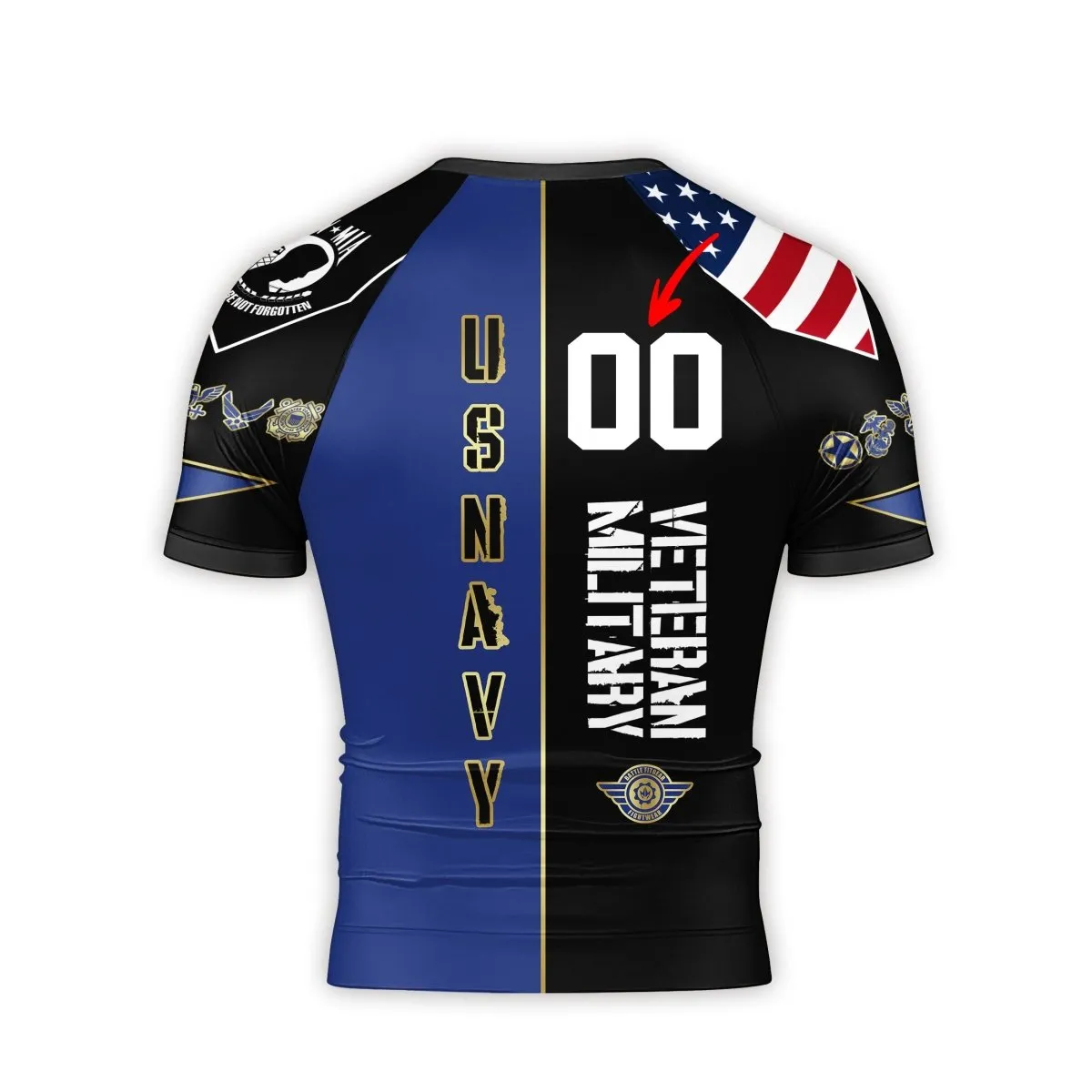 Personalized Veteran Military USNAVY Men's Short Sleeve Rash Guard