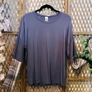 Plaid Sleeve Detail Top