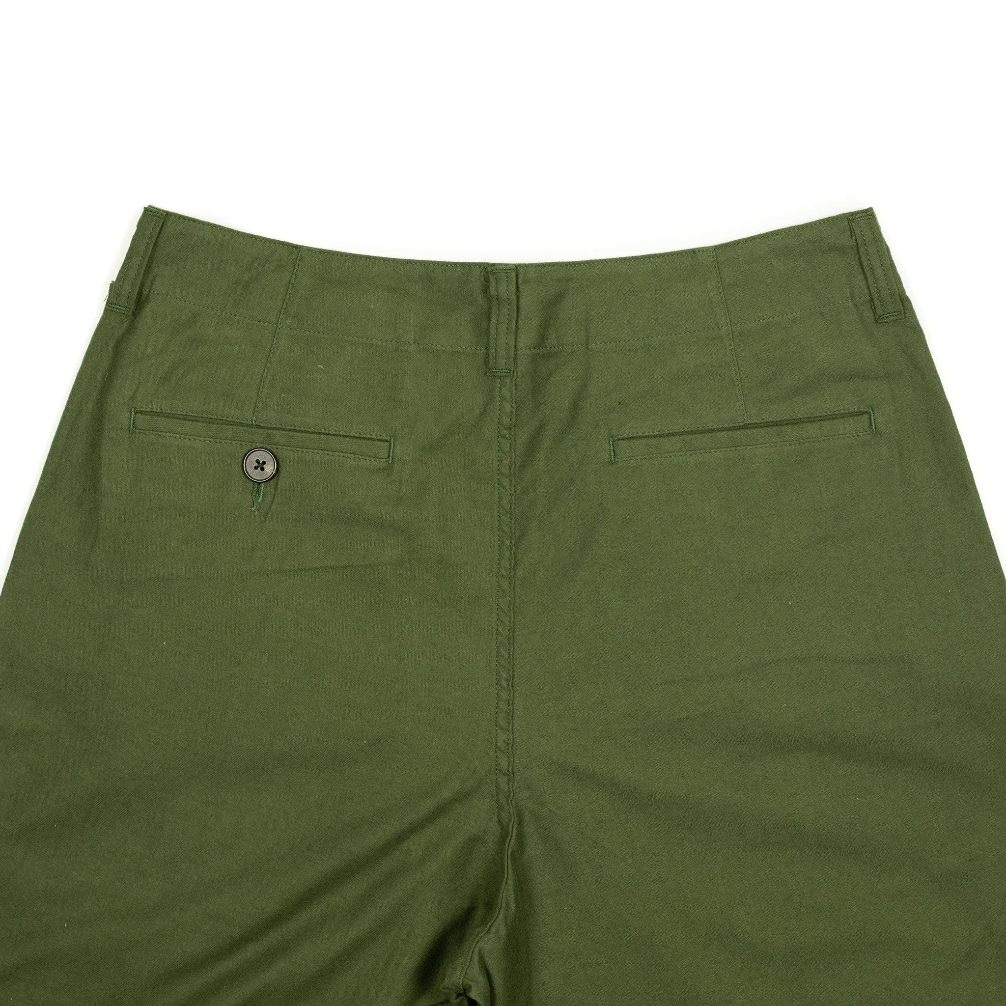 Pleated trousers in green lightweight moleskin